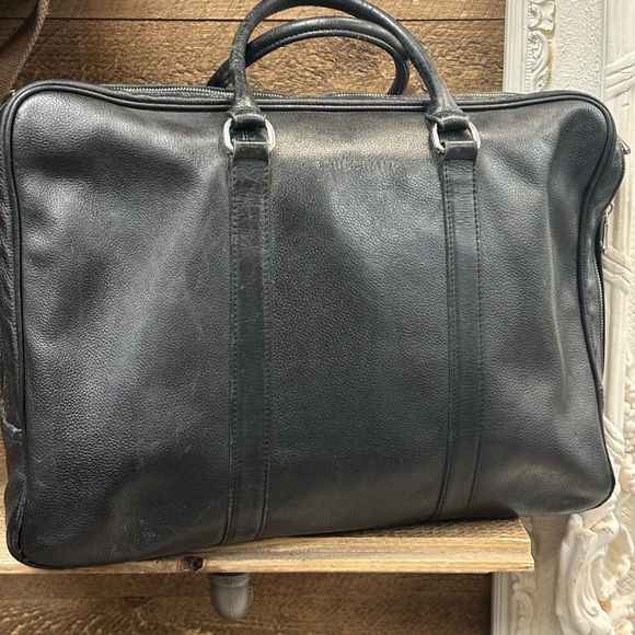 Longchamp Le Foulonné Leather Briefcase (Black) - Picture 2 of 15